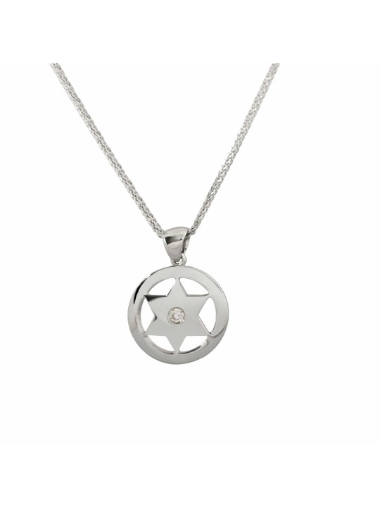 Modern Encircled Gold Star of David Pendant , Tu B'Av Gifts , Israeli