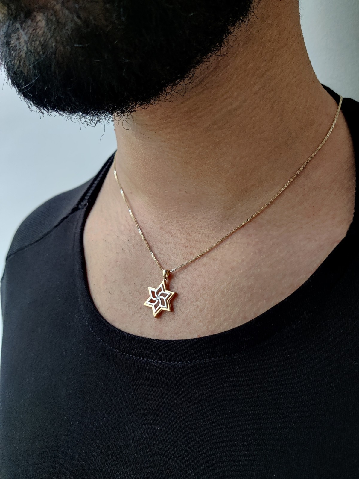 Étoile de David en or blanc et jaune Diamond Penda , Cadeaux Tu B'Av , I