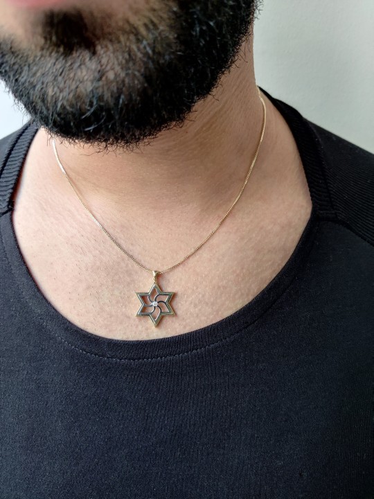 White and Yelllow Gold Star of David Diamond Penda , Tu B'Av Gifts , I