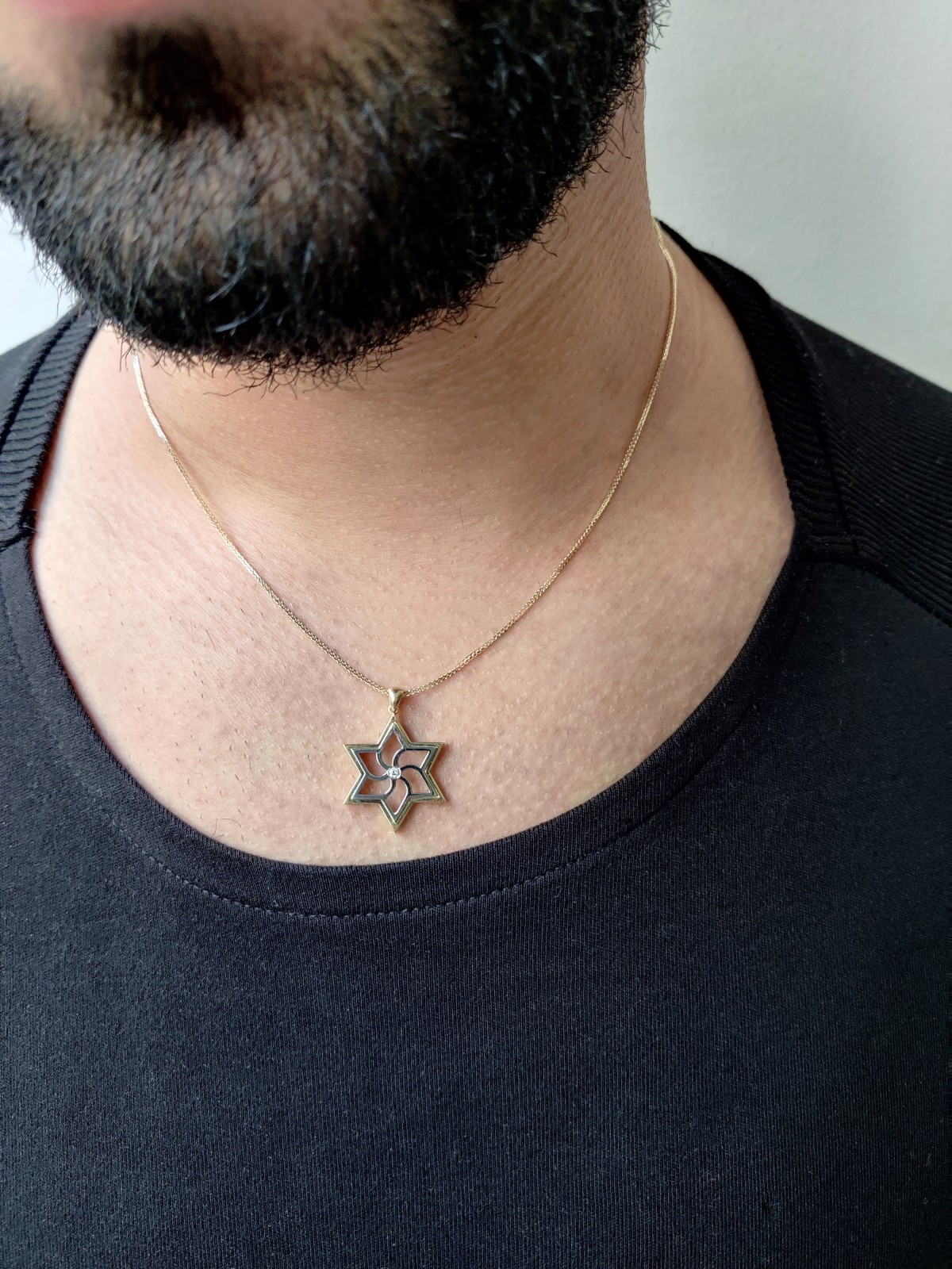 Étoile de David en or blanc et jaune Diamond Penda , Cadeaux Tu B'Av , I