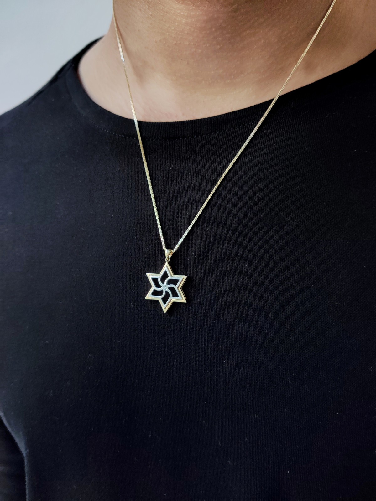 Étoile de David en or blanc et jaune Diamond Penda , Cadeaux Tu B'Av , I