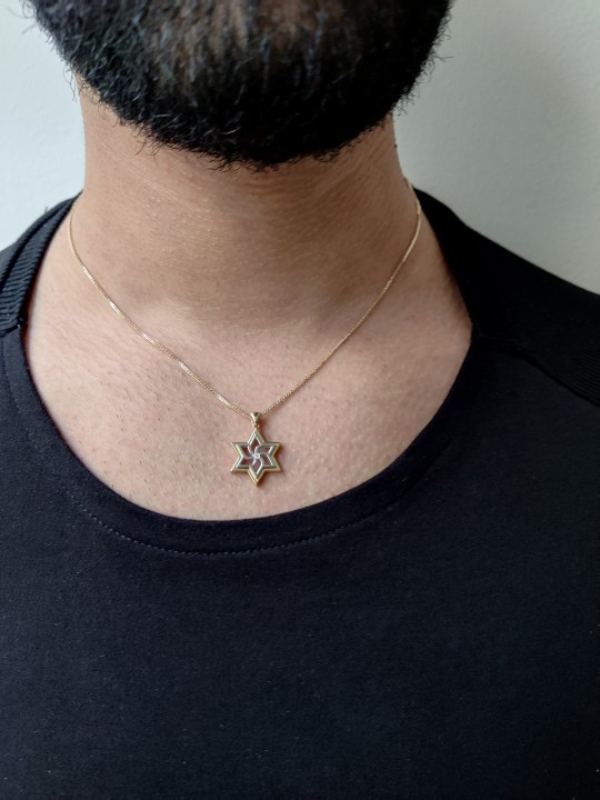 Étoile de David en or blanc et jaune Diamond Penda , Cadeaux Tu B'Av , I