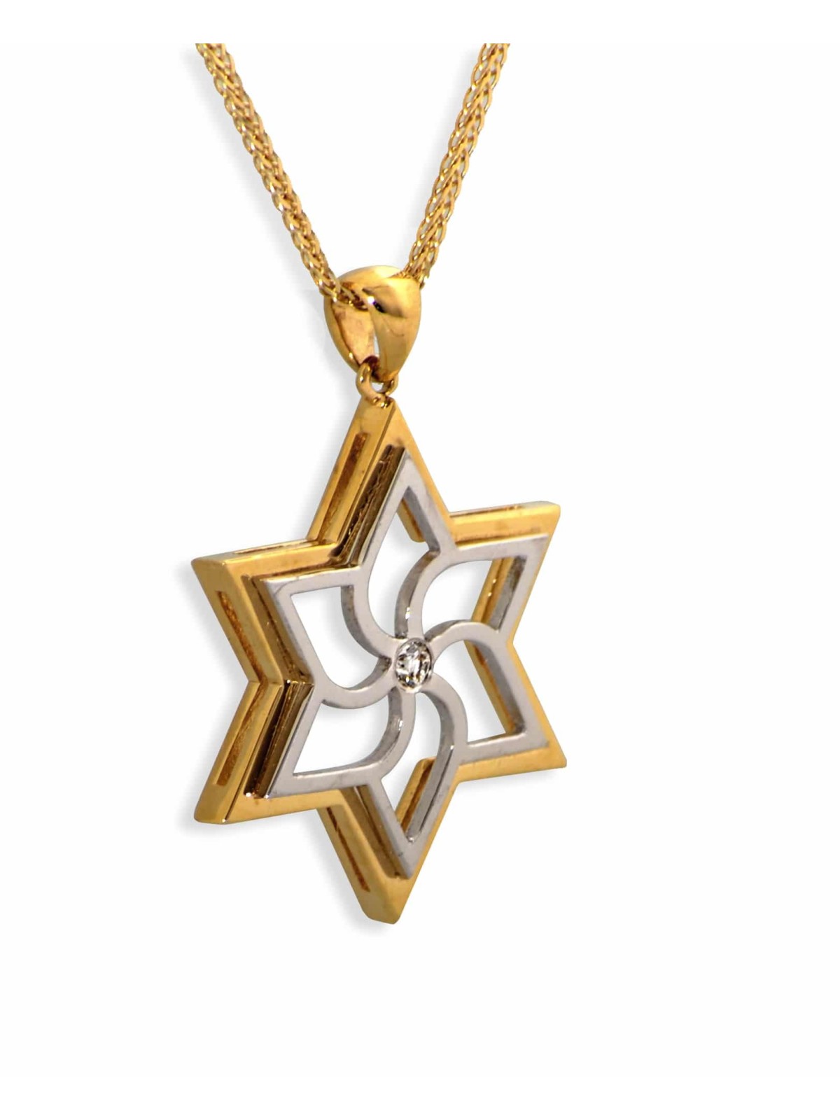 Étoile de David en or blanc et jaune Diamond Penda , Cadeaux Tu B'Av , I