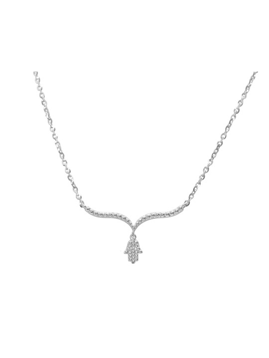 Collier Hamsa en or blanc 14K, cadeaux Tu B'Av, Judaica israélien