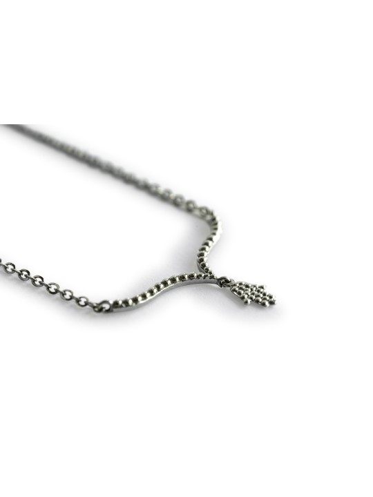 14K White Gold Hamsa Necklace , Tu B'Av Gifts , Israeli Judaica