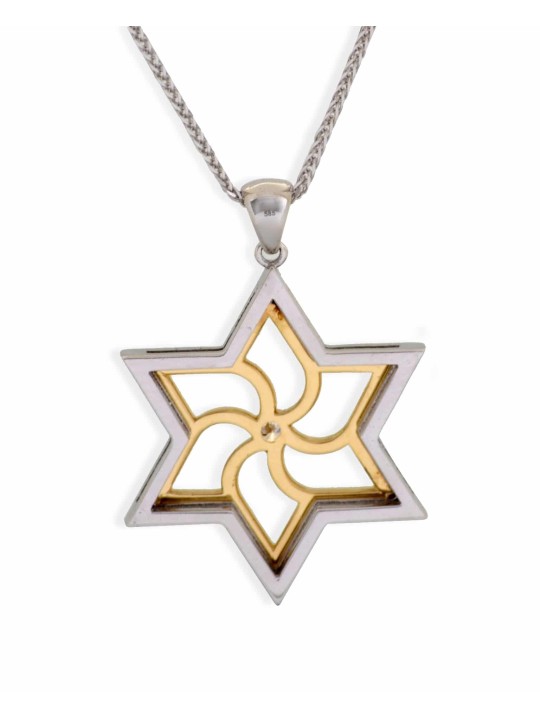 Pendentif moderne étoile de David en or blanc, cadeaux Tu B'Av, Juda israélien