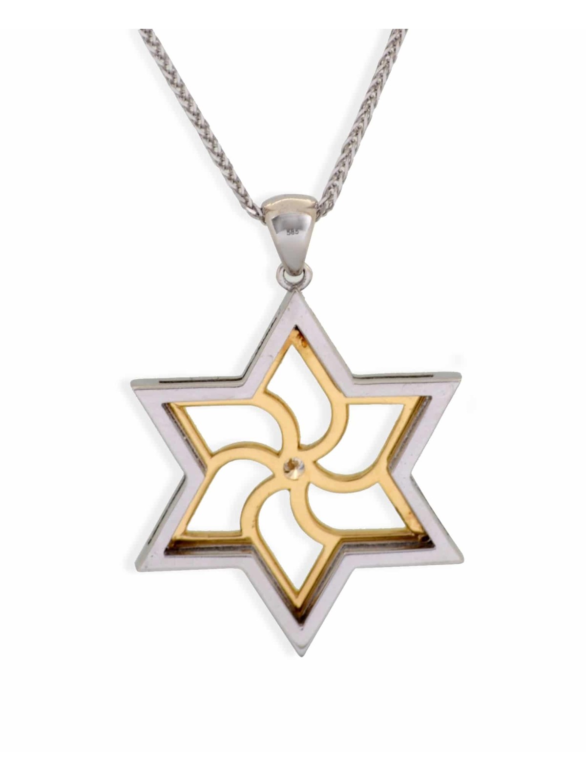 Pendentif moderne étoile de David en or blanc, cadeaux Tu B'Av, Juda israélien