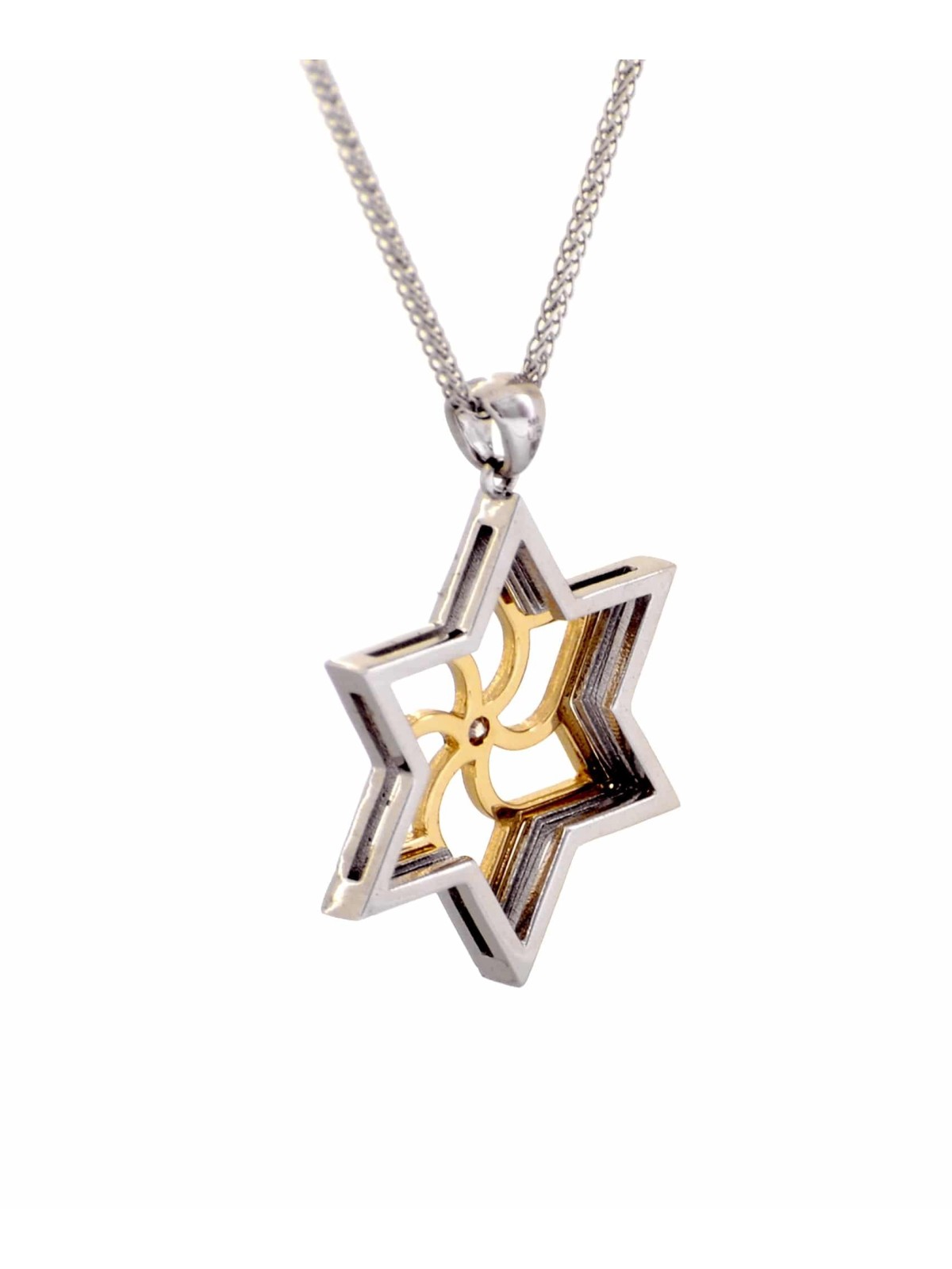 Pendentif moderne étoile de David en or blanc, cadeaux Tu B'Av, Juda israélien