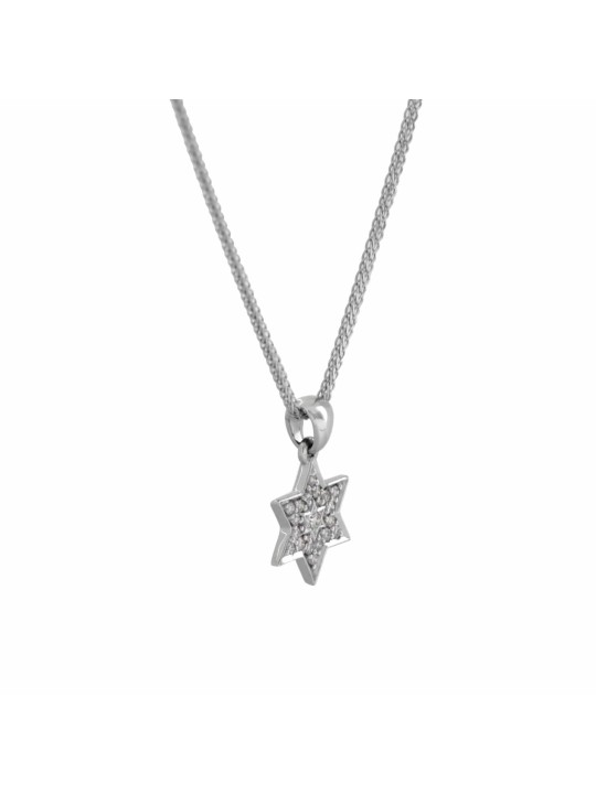 Collier pendentif diamant étoile de David en or blanc, Tu B'Av Gifts, Is