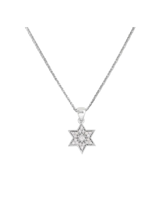 Collier pendentif diamant étoile de David en or blanc, Tu B'Av Gifts, Is
