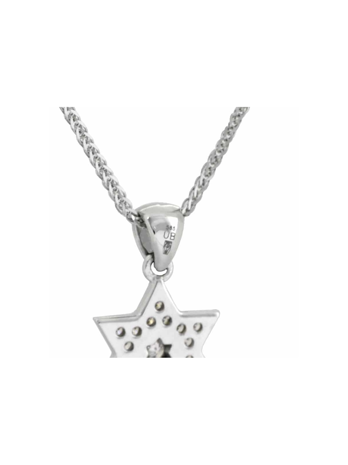 Collier pendentif diamant étoile de David en or blanc, Tu B'Av Gifts, Is