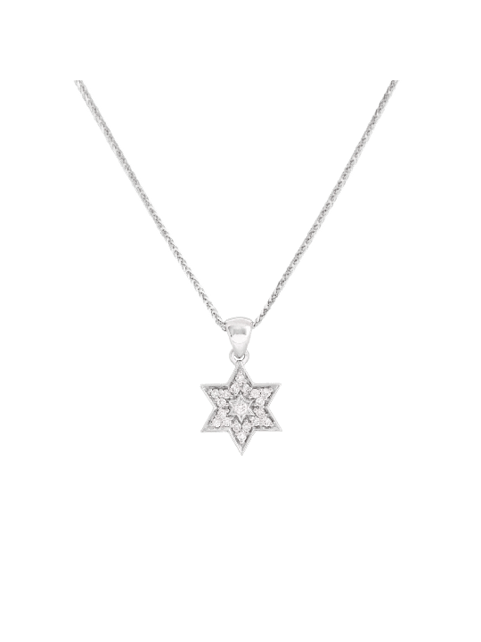 Yellow Gold Star of David Necklace Studded with Di , Tu B'Av Gifts , I