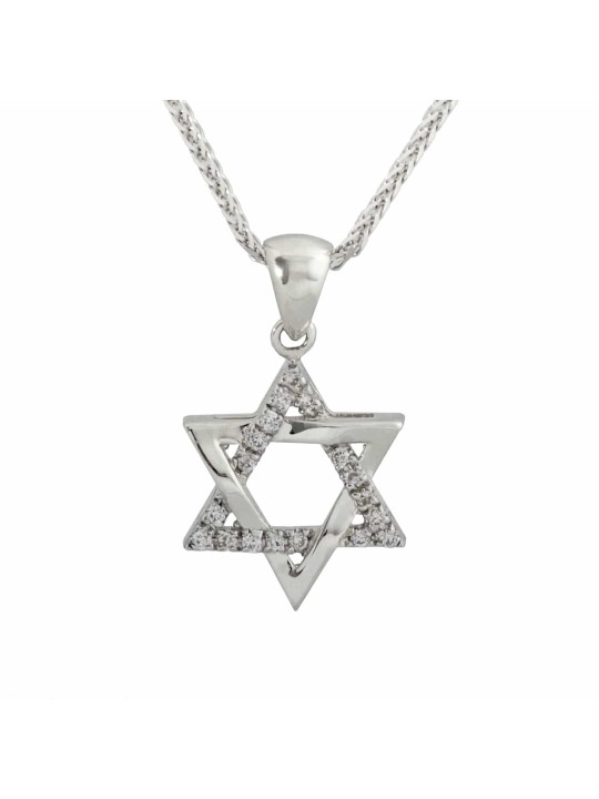 Petit pendentif étoile de David en or blanc, cadeaux Tu B'Av, judaïque israélien
