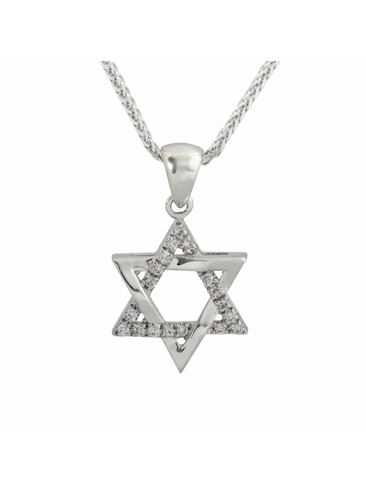 Tiny white gold Star of David pendant , Tu B'Av Gifts , Israeli Judaic