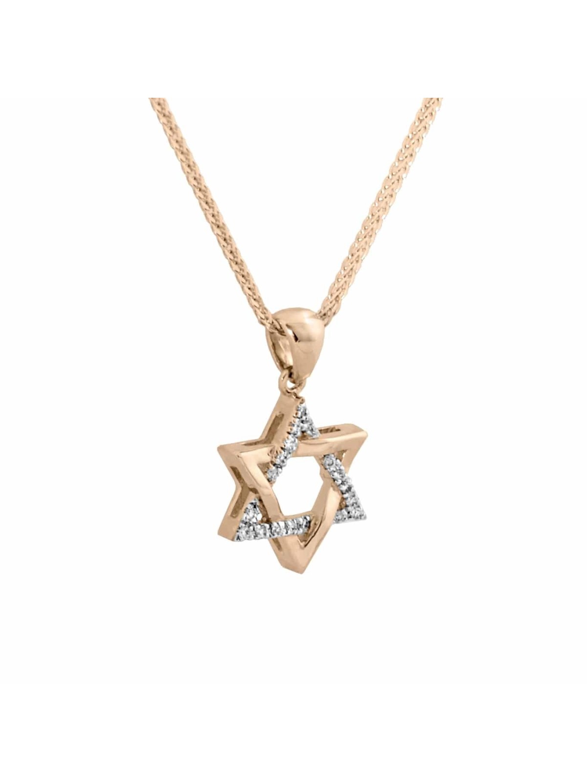 תליון מגן דוד ייחודי מזהב צהוב עם קוטר, הוספת שרשרת 14K, I