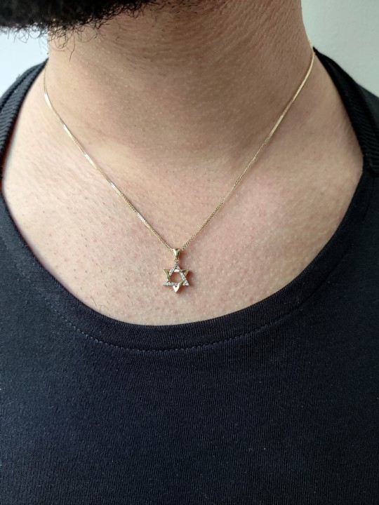 Pendentif étoile de David unique en or jaune avec diamètre, ajouter une chaîne 14 carats, I