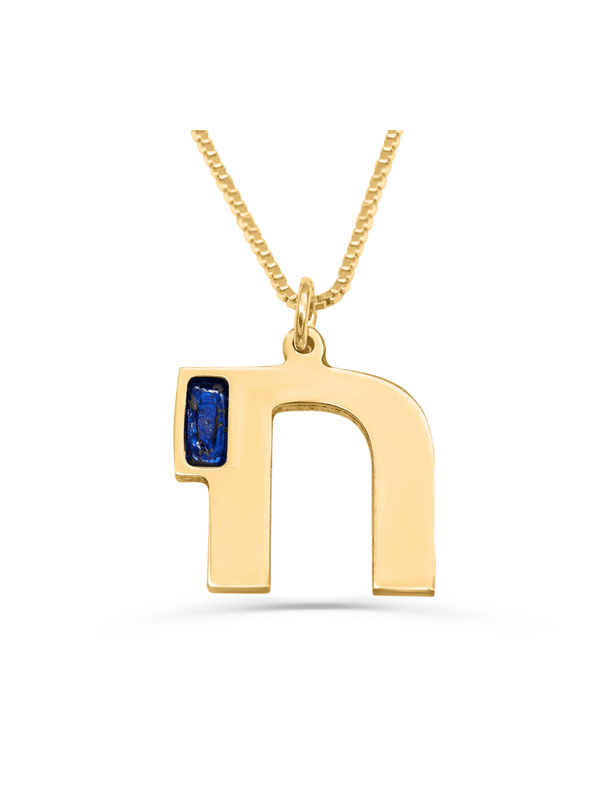 14k Or Massif Moderne Rond Émail Bleu Chai Penda , Cadeaux Tu B'Av , I