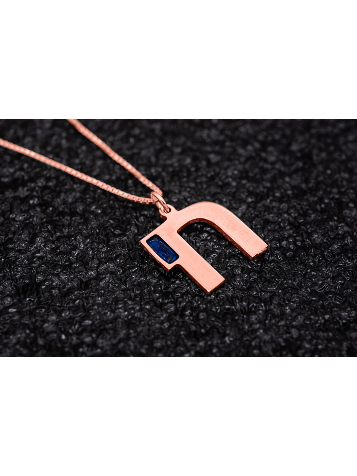 14k Solid Gold Modern Round Blue Enamel Chai Penda , Tu B'Av Gifts , I