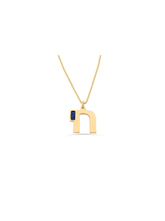 14k Or Massif Moderne Rond Émail Bleu Chai Penda , Cadeaux Tu B'Av , I