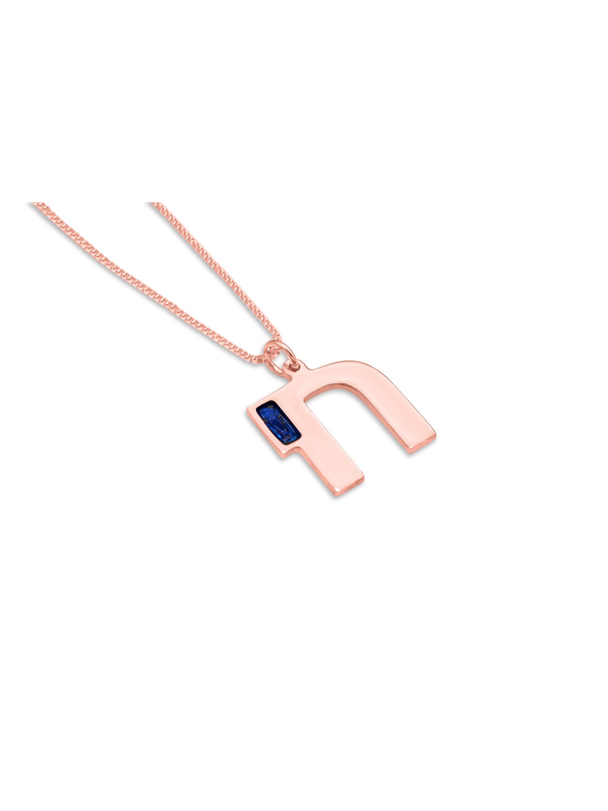 14k Or Massif Moderne Rond Émail Bleu Chai Penda , Cadeaux Tu B'Av , I