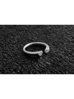 Bague ouverte empilable en or blanc 14 carats en forme de cœur, cadeaux de mariage juif, Isra