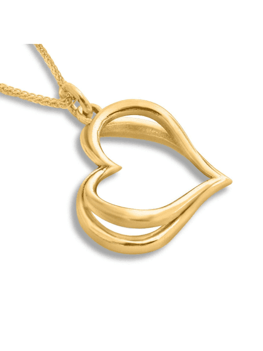 Butterfly Hollow Double Heart 14K Gold Necklace , Jewish Wedding Gifts
