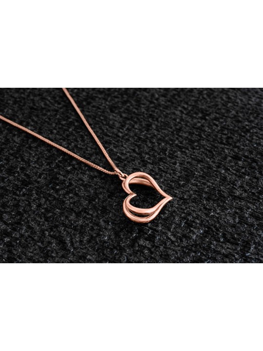 Collier creux d'or du double coeur 14K de papillon, cadeaux de mariage juifs