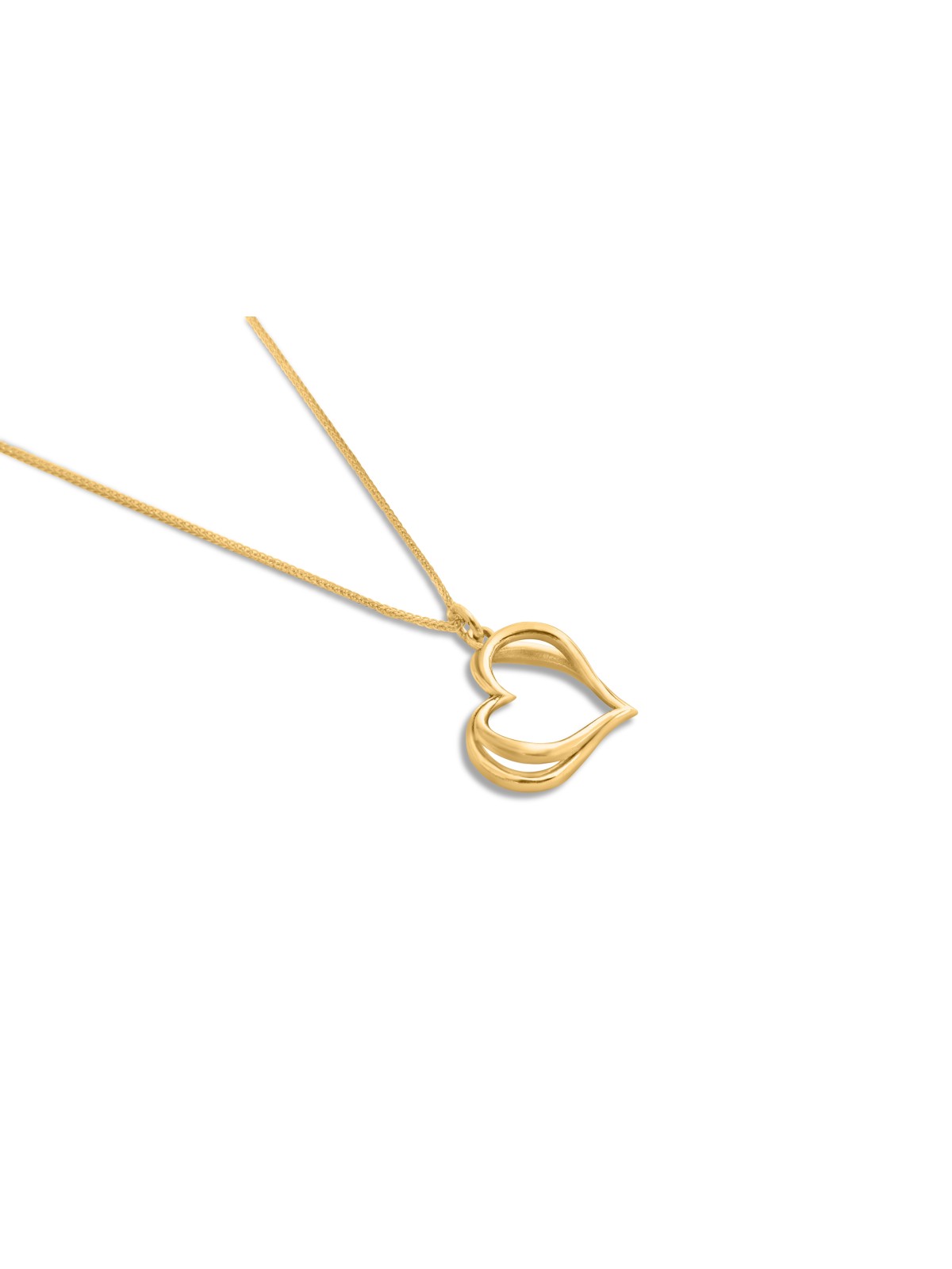Collier creux d'or du double coeur 14K de papillon, cadeaux de mariage juifs