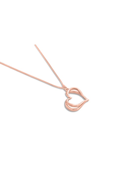 Collier creux d'or du double coeur 14K de papillon, cadeaux de mariage juifs