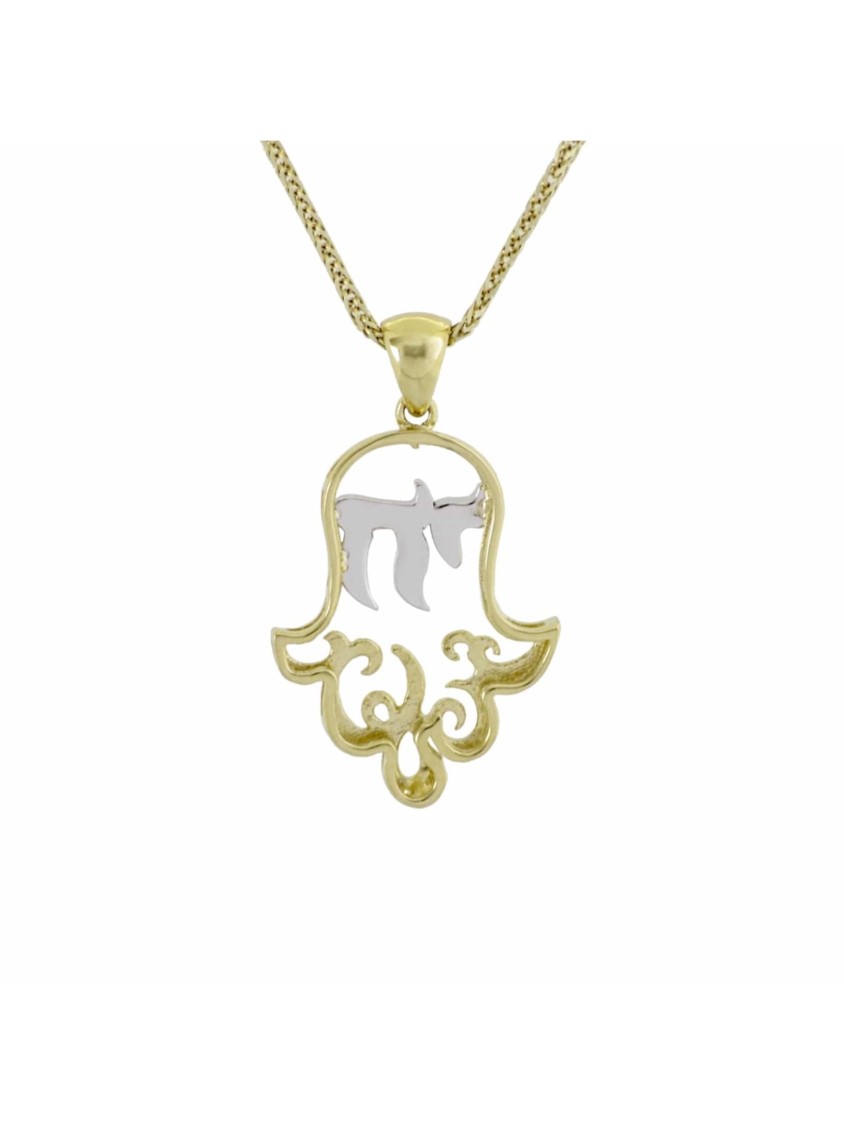 Élégant pendentif Chai et Hamsa en or, cadeaux Tu B'Av, Judaica israélien