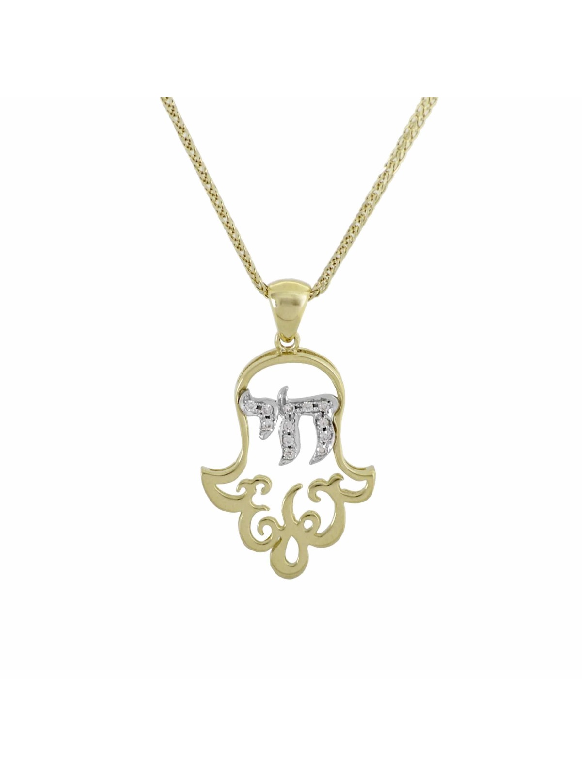 Elegant Gold Chai and Hamsa Pendant , Tu B'Av Gifts , Israeli Judaica