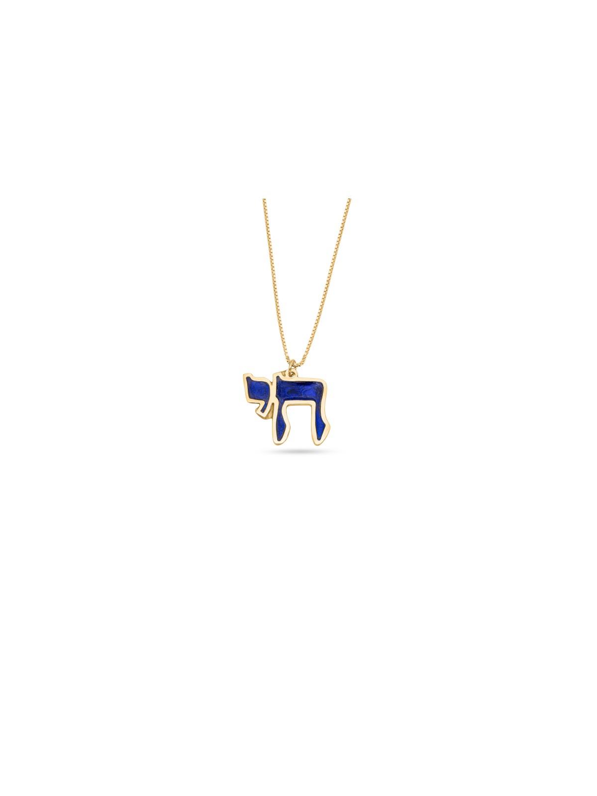 Grand collier émaillé en or Chai 14K, cadeaux Tu B'Av, judaïque israélien
