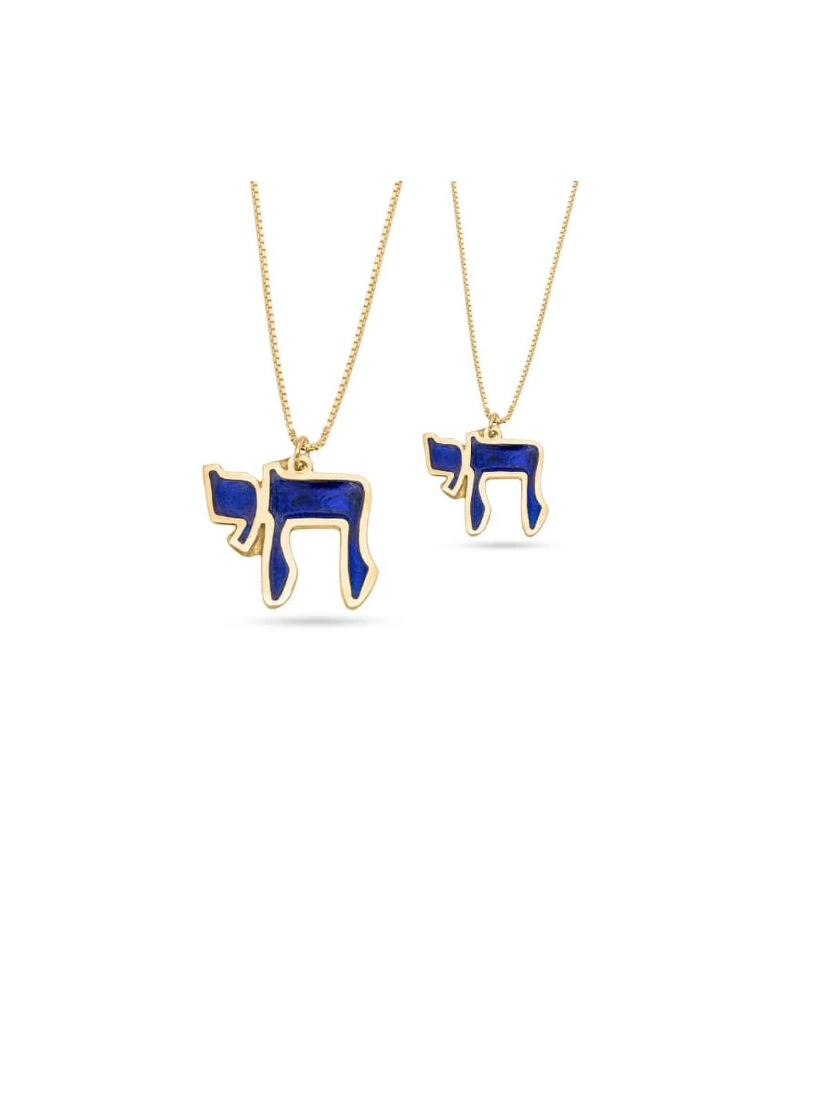 שרשרת חי גדולה אמייל זהב 14 קראט , מתנות ט"ו באב , יהדות ישראלית