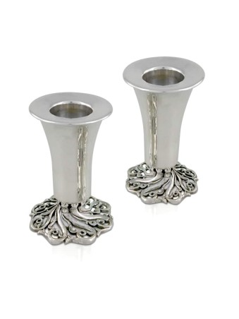 Beautiful Mid Size Shabbat Sterling Silver Candles , Sterling Silver C