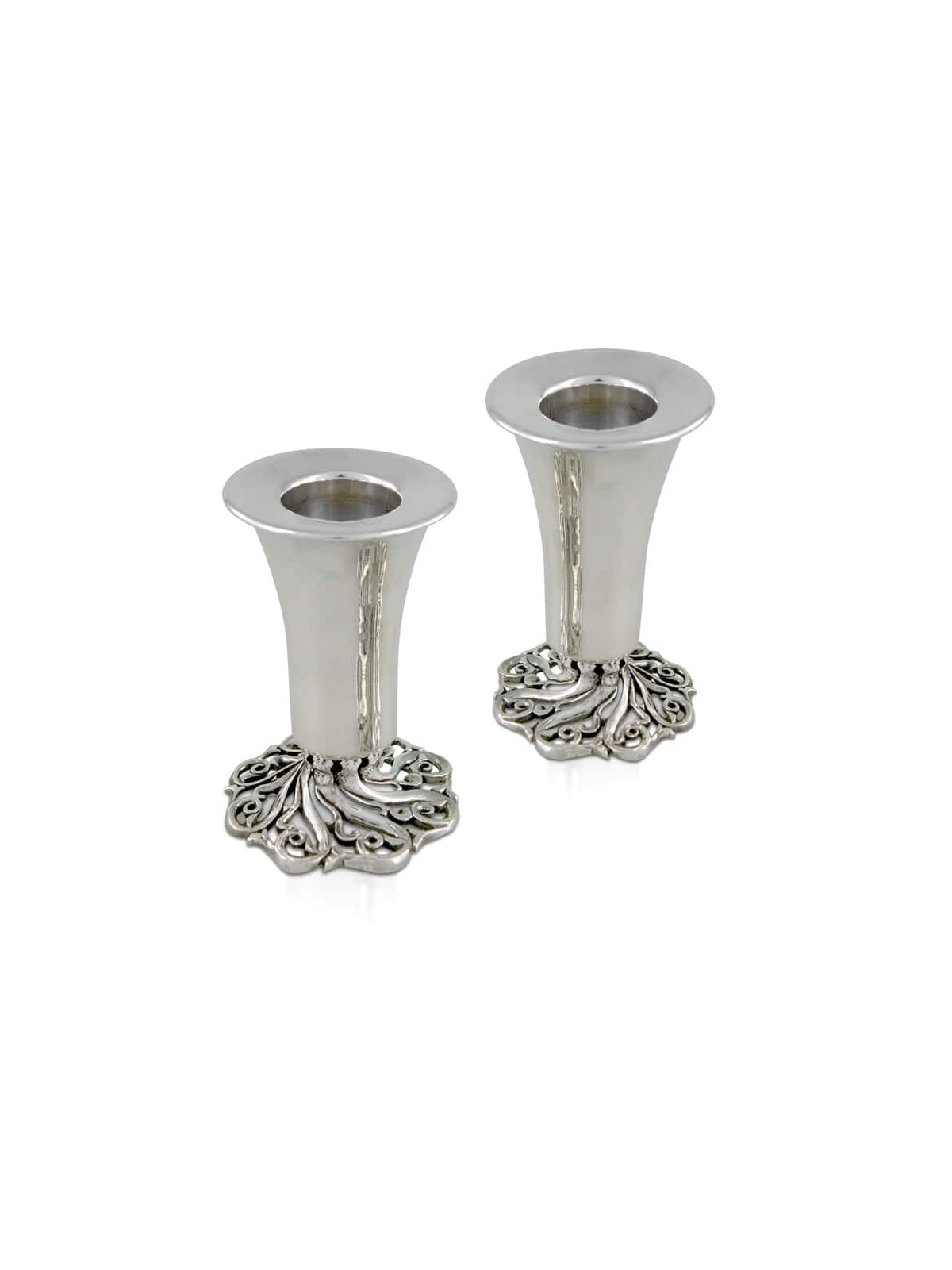 Beautiful Mid Size Shabbat Sterling Silver Candles , Sterling Silver C