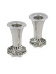 Belles bougies moyennes d'argent sterling de Shabbat, argent sterling C