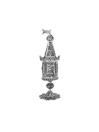 Boîte à épices Besamim en argent en forme de tour en filigrane, argent Sterling J
