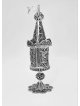Boîte à épices Besamim en argent en forme de tour en filigrane, argent Sterling J