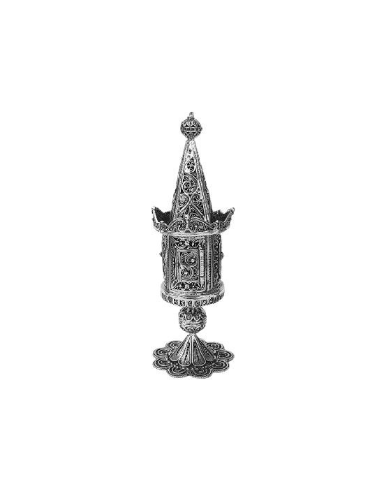 Yemenite Filigree Design Silver Spices Box With Fl , Sterling Silver J