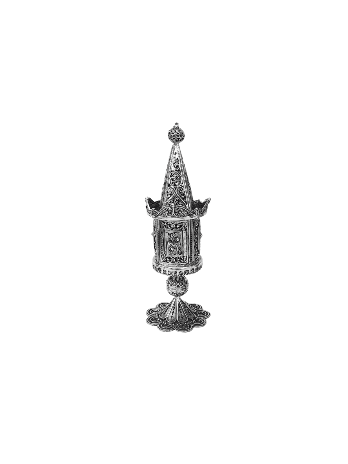 Boîte à épices en argent de conception en filigrane yéménite avec Fl, argent sterling J