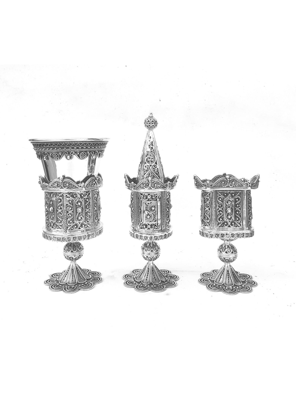Yemenite Filigree Design Silver Spices Box With Fl , Sterling Silver J