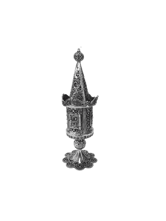 Boîte à épices en argent de conception en filigrane yéménite avec Fl, argent sterling J