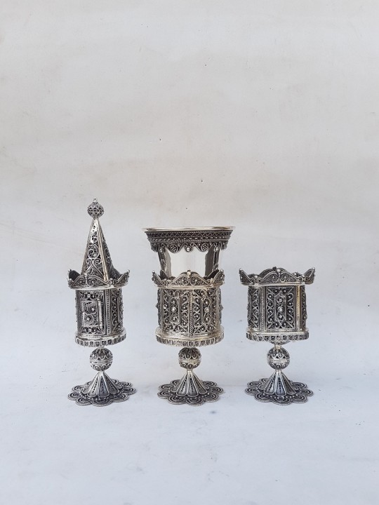 Yemenite Filigree Design Silver Spices Box With Fl , Sterling Silver J