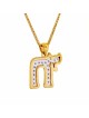 Collier Chai en or jaune 14 carats avec diamants, cadeaux Tu B'Av, israélien