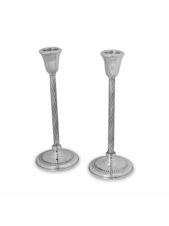 Tall Thin Sterling Silver Candlesticks , Passover Gifts , Israeli Juda