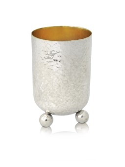 Modern Hammered Kiddush Cup with Ball Legs , Modern Kiddush Cups , Isr