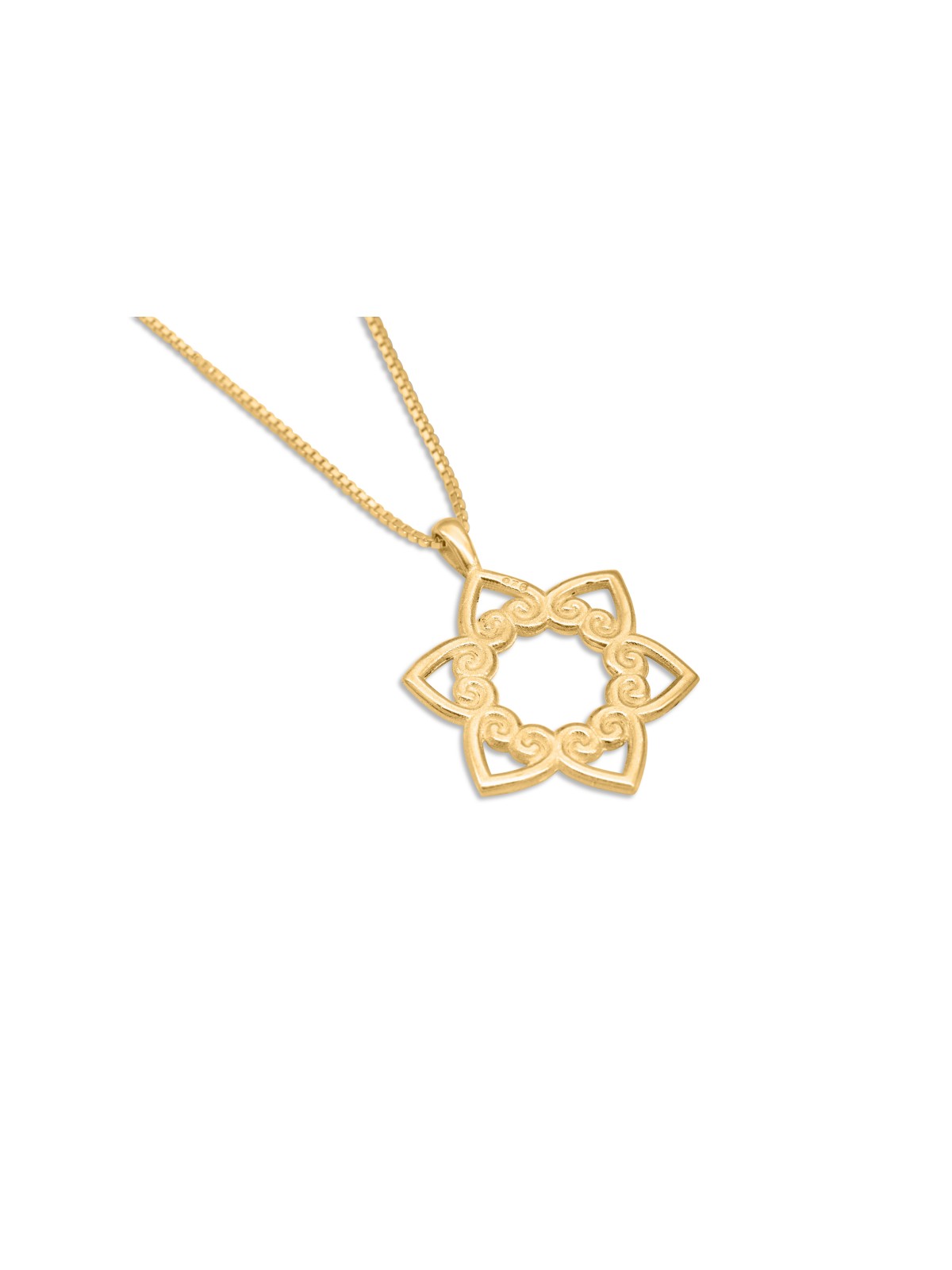 Swirly Star of David and Hearts Gold Pendant , Tu B'Av Gifts , Israélien