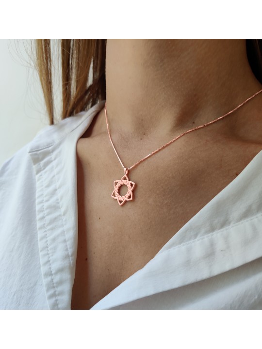Swirly Star of David and Hearts Gold Pendant , Tu B'Av Gifts , Israeli