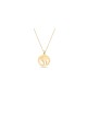 14K Gold Chai Round Pendant , Tu B'Av Gifts , Israeli Judaica