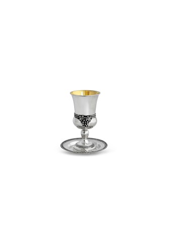 Tasse de Kiddouch aux raisins en argent sterling avec ensemble d'assiettes, cadeaux de Pâque, I